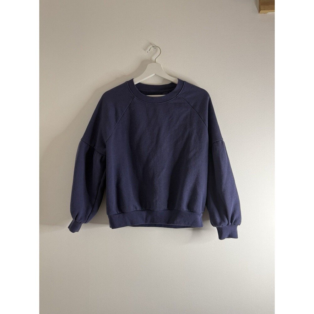 ✿ Aerie Oversized Crewneck Sweatshirt Navy Blue S | Soft Fleece Cozy Pullover
